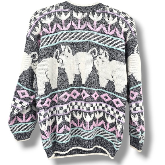 Vintage‎ Pig Sweater Novelty Crewneck Pullover Pastelcore Aesthetic Cottagecore - Picture 1 of 8